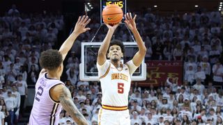 Iowa State vs. Kansas best bet (College Basketball). Photo by Reese Strickland, Imagn Images
