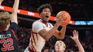 Kansas at Iowa State best bet (College Basketball). Photo by Nirmalendu Majumdar, Ames Tribune, USA TODAY NETWORK via Imagn Images